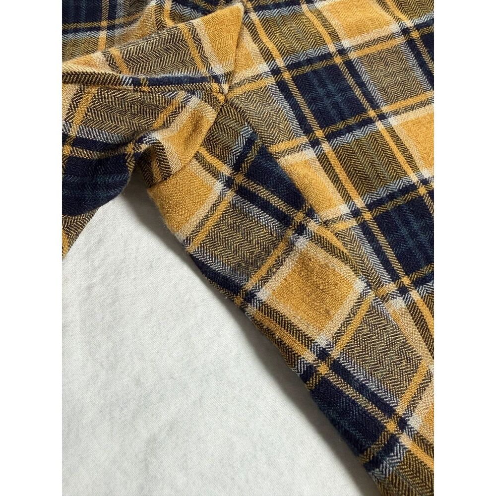 Urban Outfitters Plaid Flare Pants Size 4 Yellow Mustard Split Hem Front Slit - Picture 7 of 13